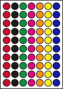 Multi Colored Dots Logo - 8mm Dia Multi Coloured DOT Stickers 5 Sheets X 70 Dots