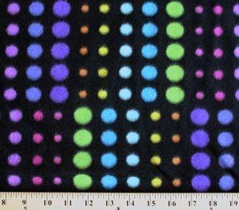 Multi Colored Dots Logo - Multi Colored Dots on Black Fleece Fabric Print by the Yard ...