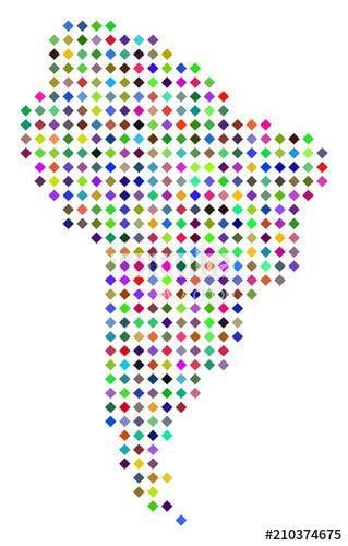 Multi Colored Dots Logo - Multi colored dot South America map. Vector abstraction of South