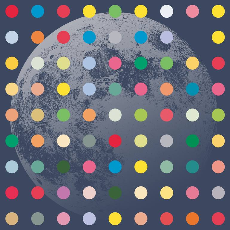 Multi Colored Dots Logo - Blue Moon With Multi-Coloured Dots New Media by Kenneth Surman ...