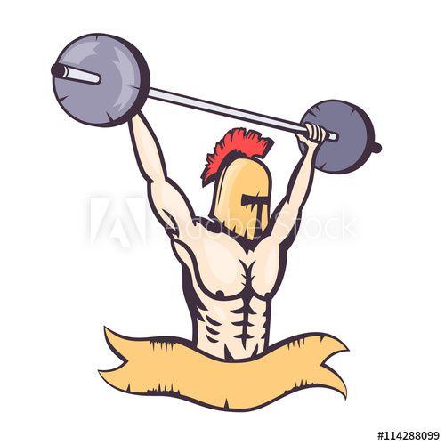 Spartan Barbell Logo - spartan lifting barbell, gym logo element, t-shirt design, vector ...