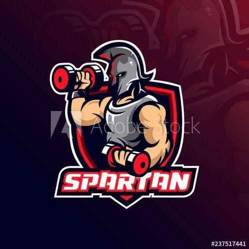 Spartan Barbell Logo - spartan mascot logo design vector with modern illustration concept ...