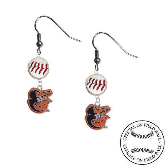 Etsy Official Logo - Baltimore Orioles Mascot Logo Baseball Earrings Made with Authentic Official On Field Game Baseball