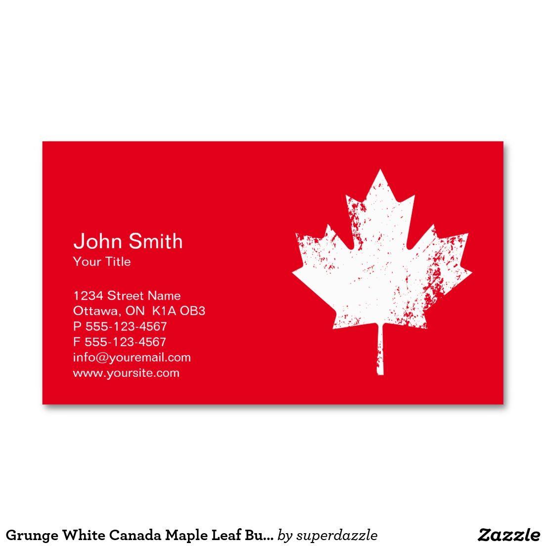 Red White Maple Leaf Logo - Grunge White Canada Maple Leaf Business Card. Professional Custom