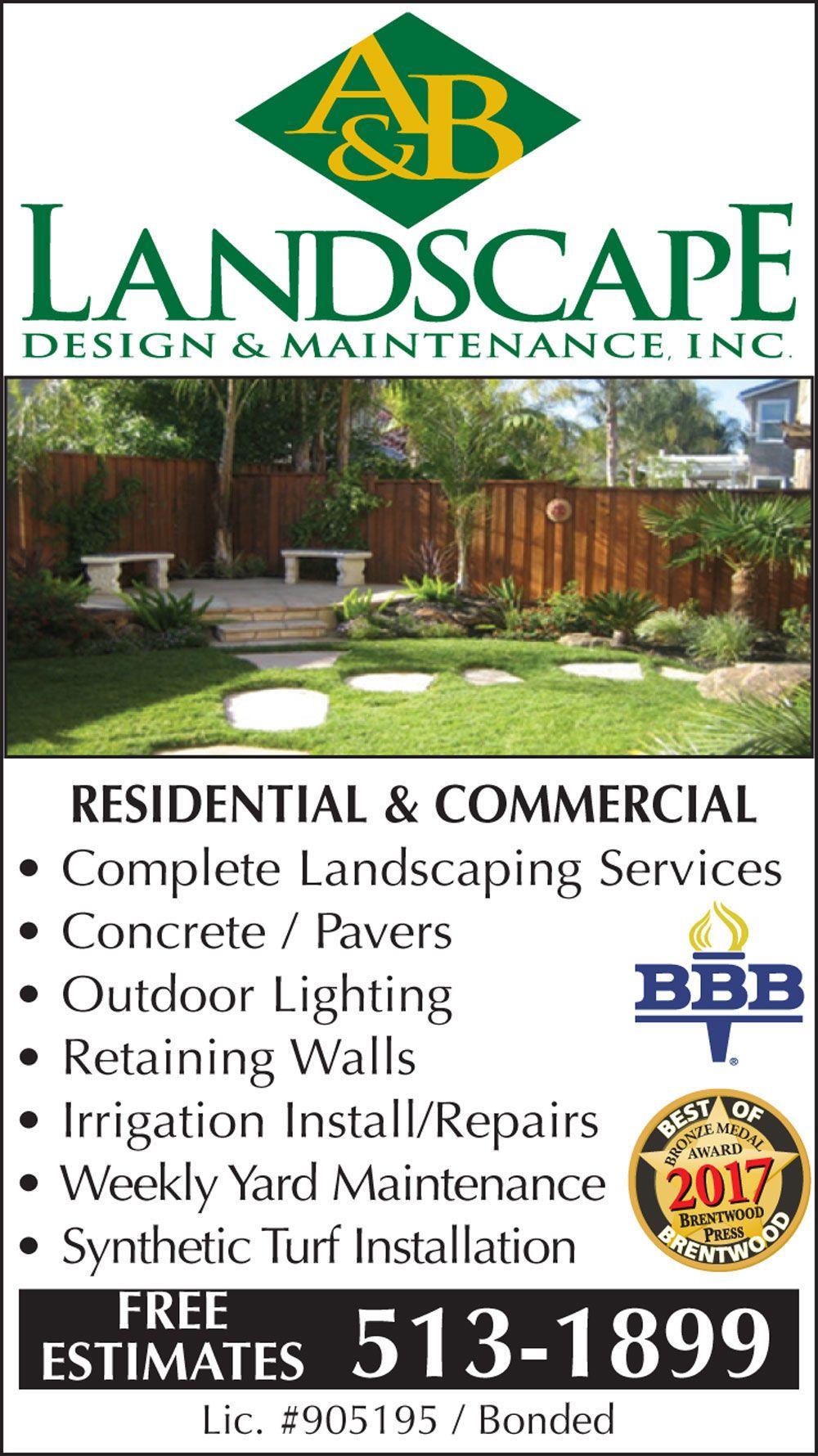 Landscape Services B Logo - A & B Landscape Design & Maintenance. lawn maintenance. landscape