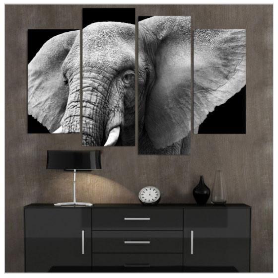 White Elephant and Globe Logo - Black and White Elephant HD Printed Wall Picture – Big Crazy Buys