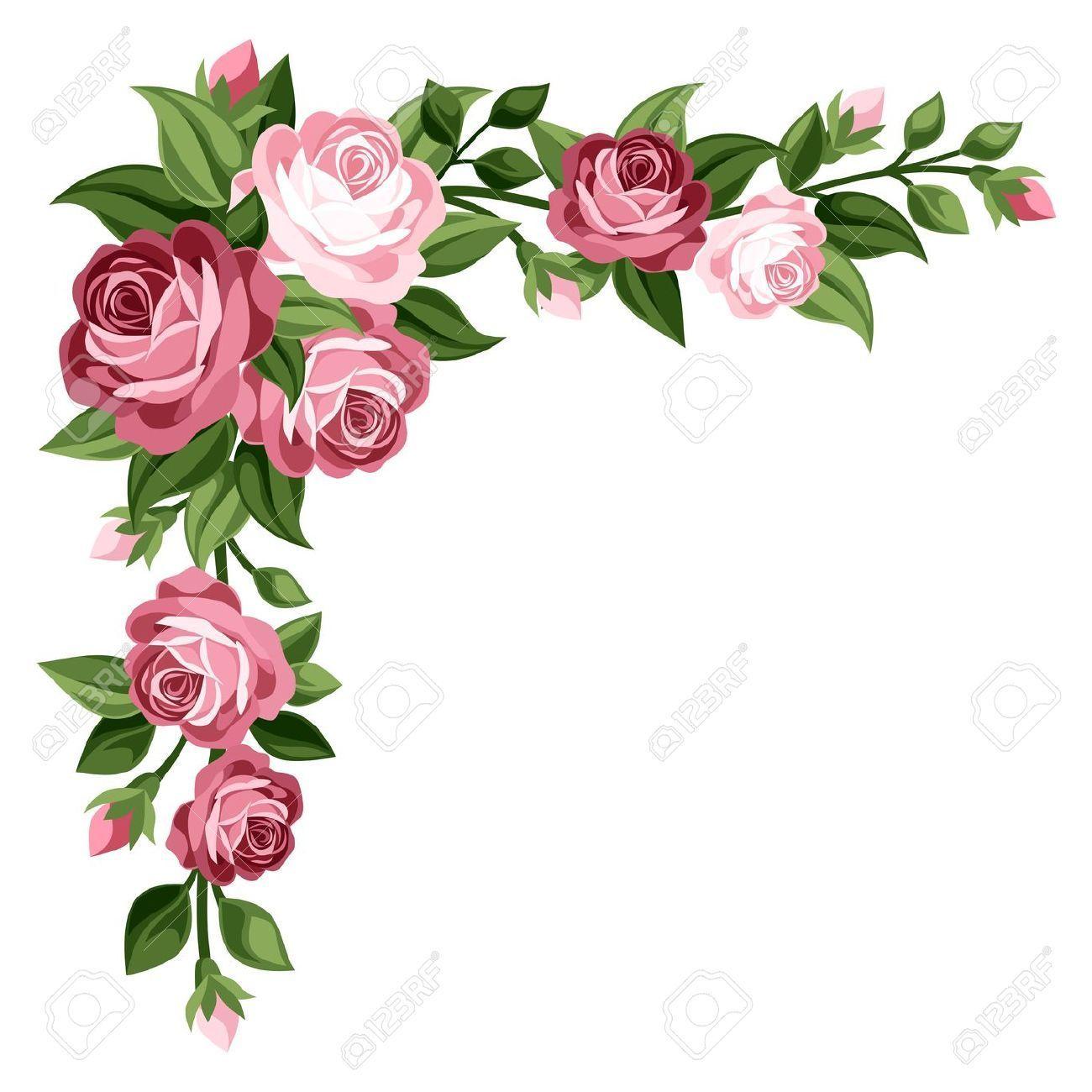 Pink Rose Flower Logo - Rose Flower Border Clipart | Tags | Flowers, Decoupage, Flower ...