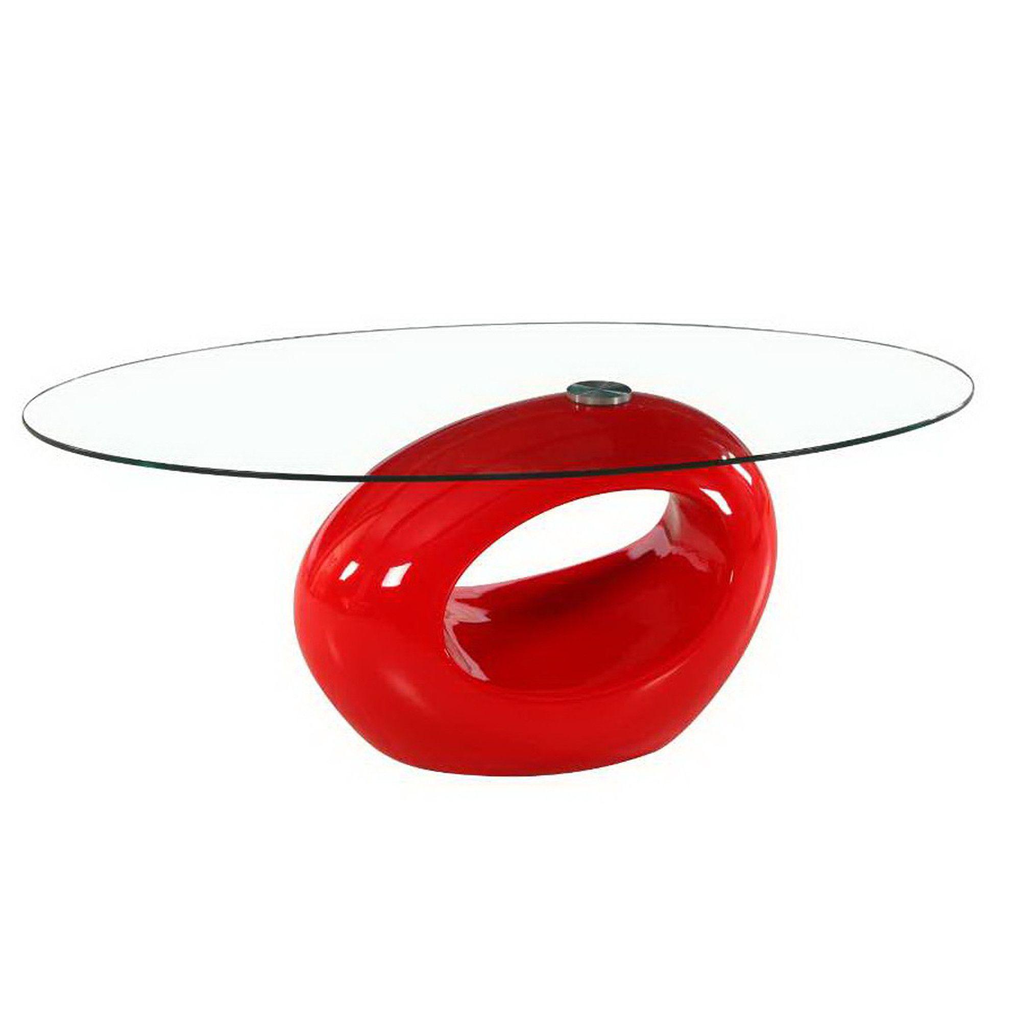 Glossy Red Oval Logo - Glossy Red Oval Style Glass Coffee Tables by Fab Glass and Mirror