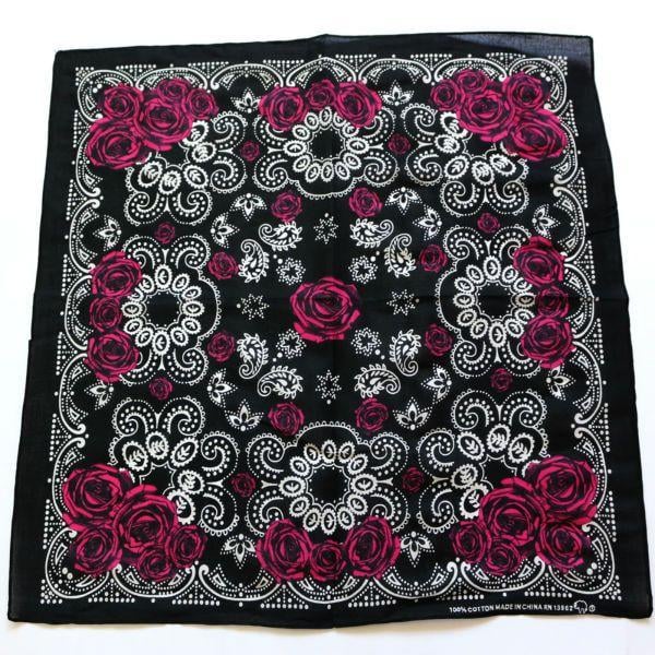 Red White and Black Square Logo - US $3.22 5% OFF|Cotton Black Paisley Rose Bandanas Men Pocket Square Black  Red White Ladies Headband Women Headscarf Handkerchief SUJASANMY-in ...