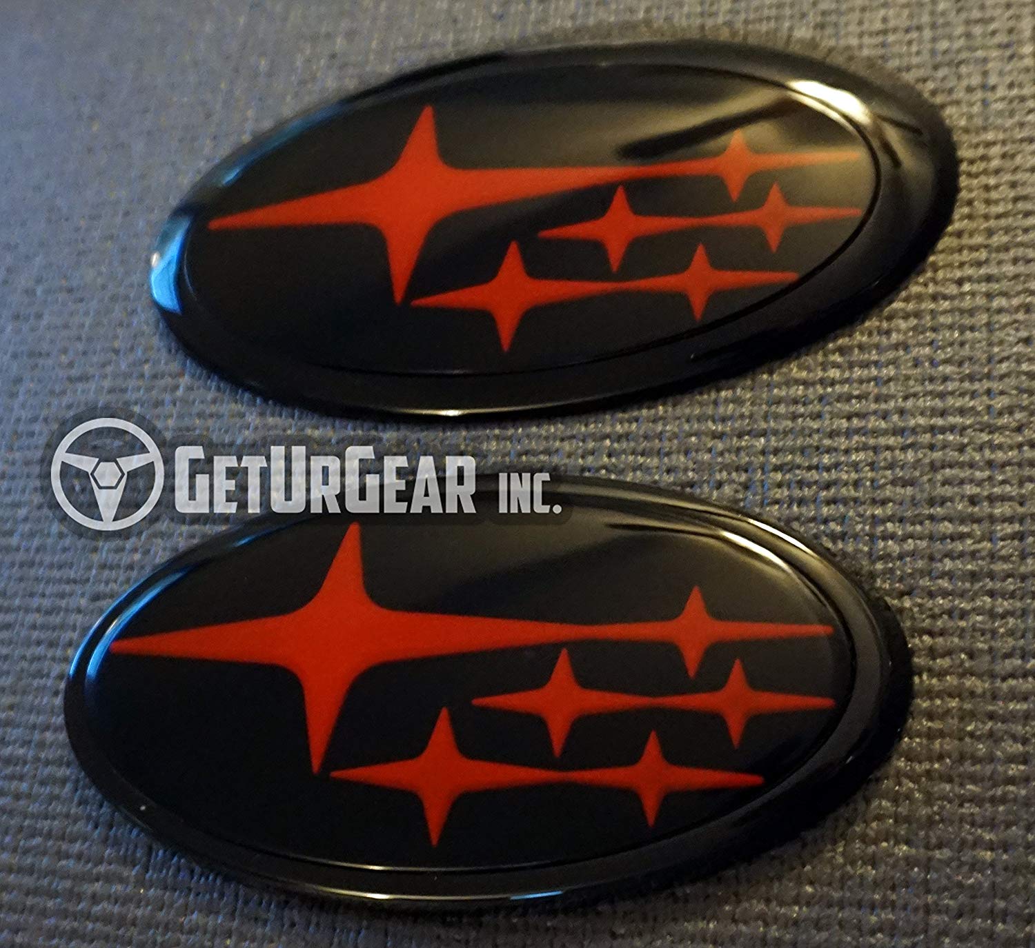 Glossy Red Oval Logo - Forester Front & Rear Glossy Badge Emblem Compatible