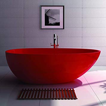 Glossy Red Oval Logo - ADM Oval Stone Resin Freestanding Bathtub 72. Glossy Red