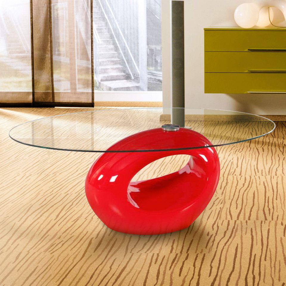 Glossy Red Oval Logo - Glossy Red Oval Style Glass Coffee Tables by Fab Glass and Mirror