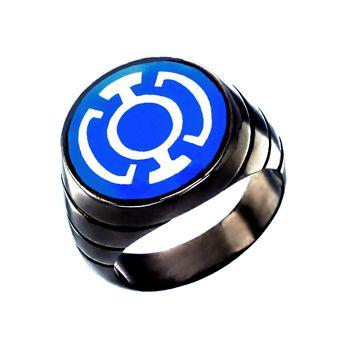Blue Lantern Logo - Blue Lantern Inspired Silver Ring Blackest Night Style Jewelry