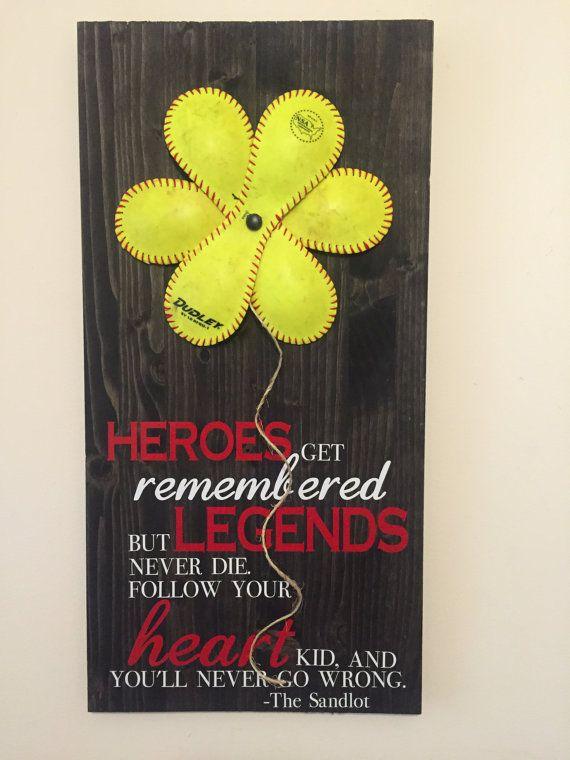 Sandlot Softball Logo - Sandlot quote with softball flower, heroes get remembered. Products