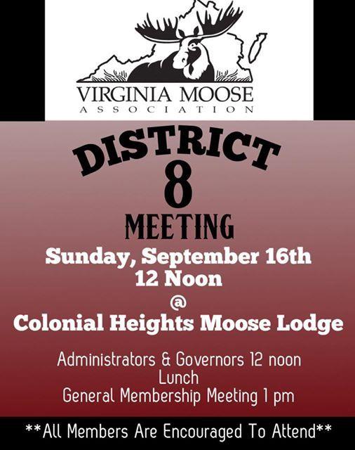 Virginia Moose Logo - District 8 Meeting - Col. Heights at Colonial Heights Moose Lodge ...