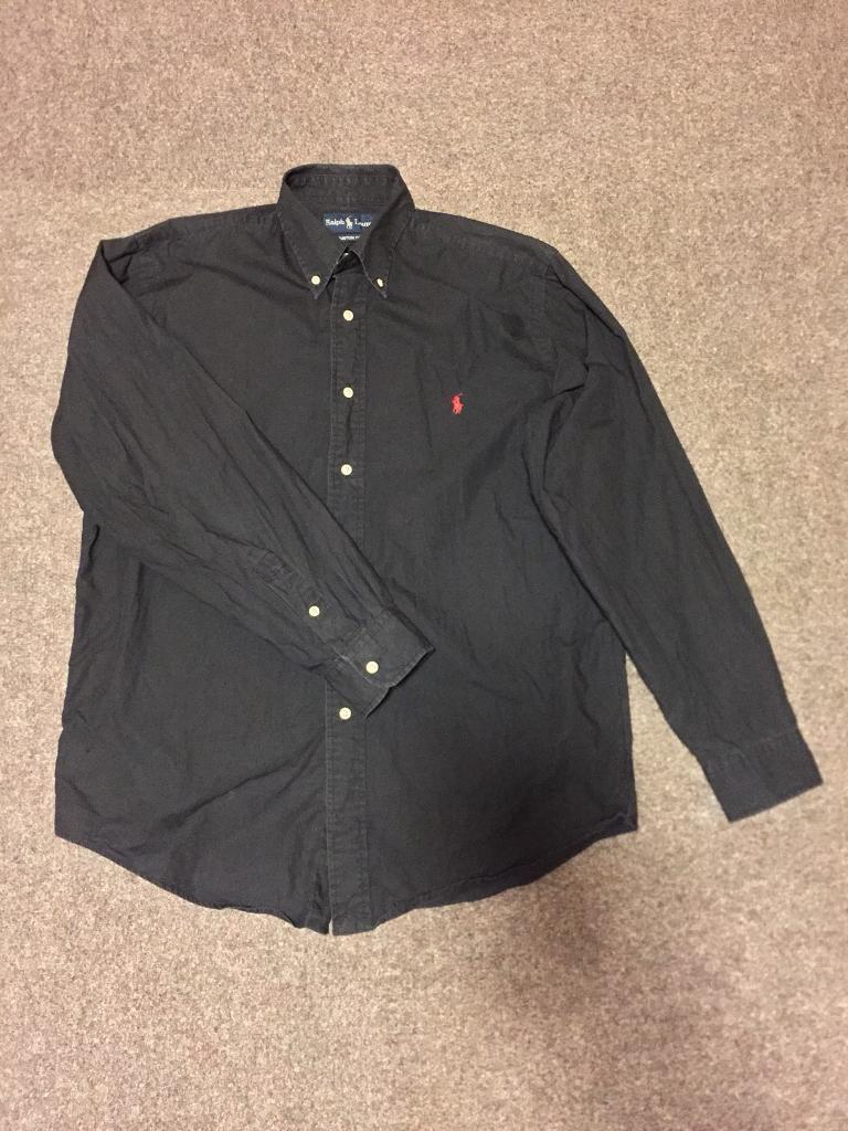 Black and Red Horse Logo - Men Ralph Lauren Black Causal Formal Shirt Custom Fit Red horse logo