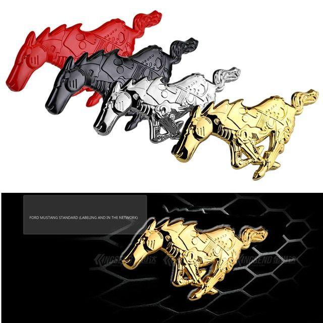 Black and Red Horse Logo - Universal 3D Horse Car Alloy Front Hood Grille Body Emblem Sticker