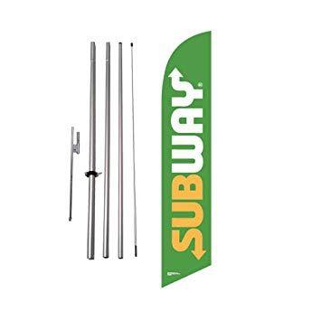 New Subway Logo - New Subway Logo (green) 15ft Feather Flag Banner Advertising Swooper Flag  w/ Pole kit and Ground Spike