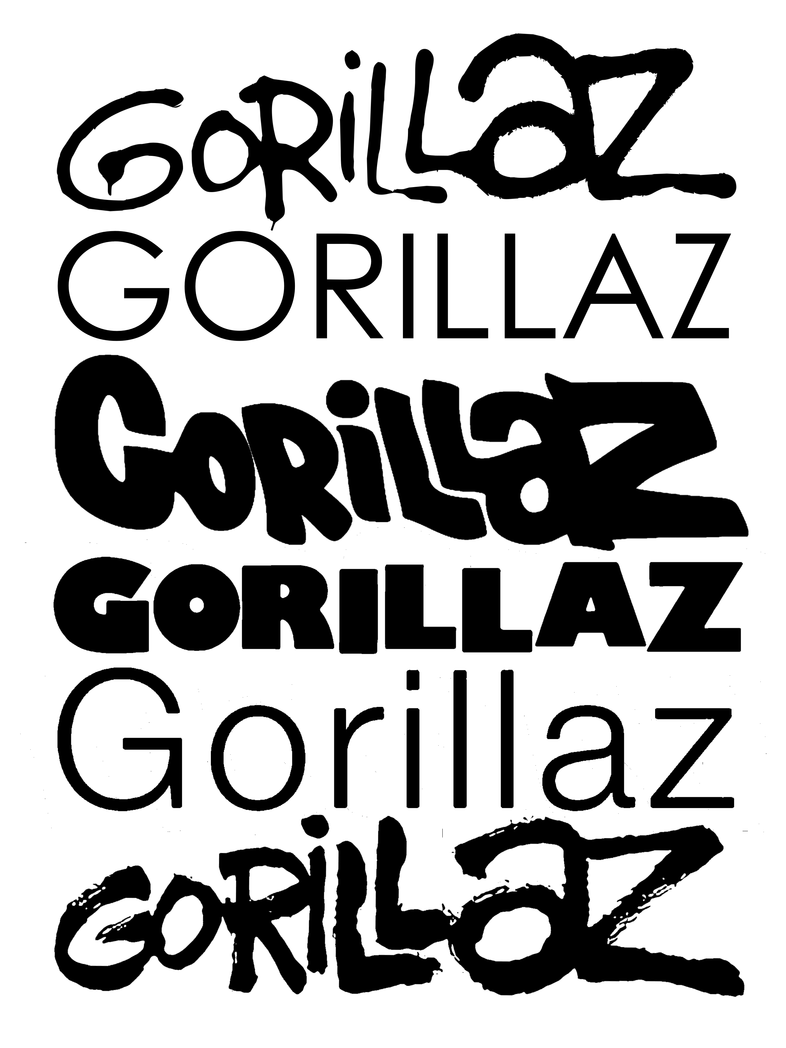 Gorillaz Black and White Logo - I made a picture showing the evolution of the Gorillaz logo, and it ...