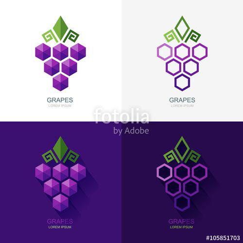 Grape Vine Logo - Set of vector grapes logo, icon, label elements. Flat grape isolated ...