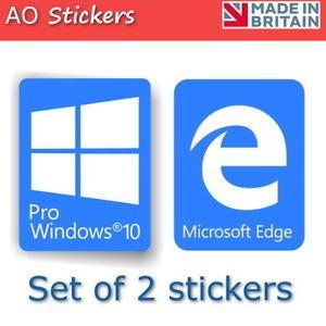 Windows Pro Logo - Windows 10 Pro + Microsoft Edge logo set vinyl label sticker