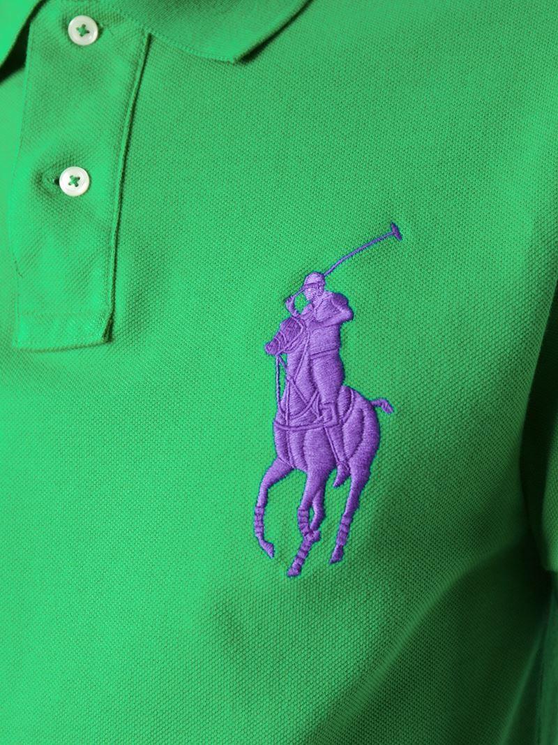 Green Polo Logo - Polo Ralph Lauren Logo Embroidered Polo Shirt in Green for Men