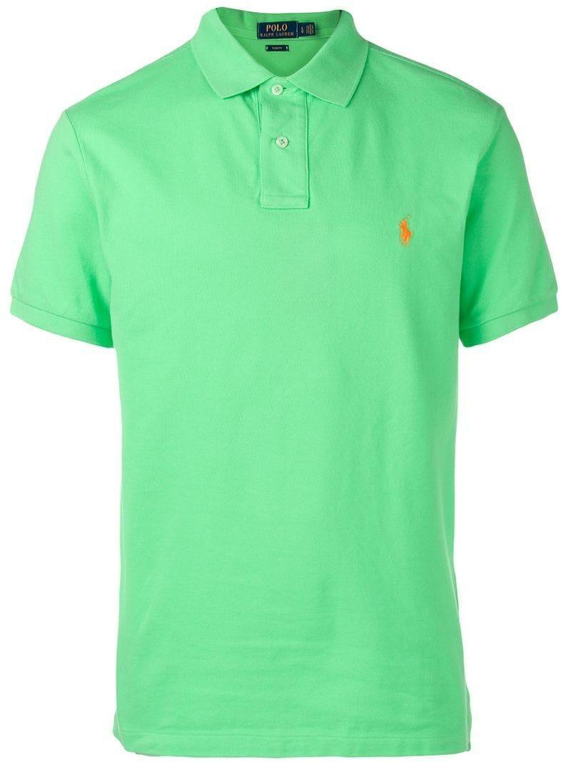 Green Polo Logo - Polo Ralph Lauren Embroidered Logo Polo Shirt in Green for Men