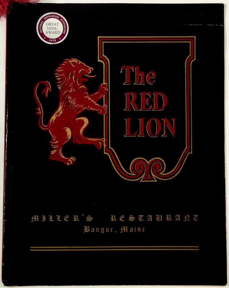 Red Lion Restaurant Logo - 1970's Full Size Vintage Menu THE RED LION Miller's Restaurant ...