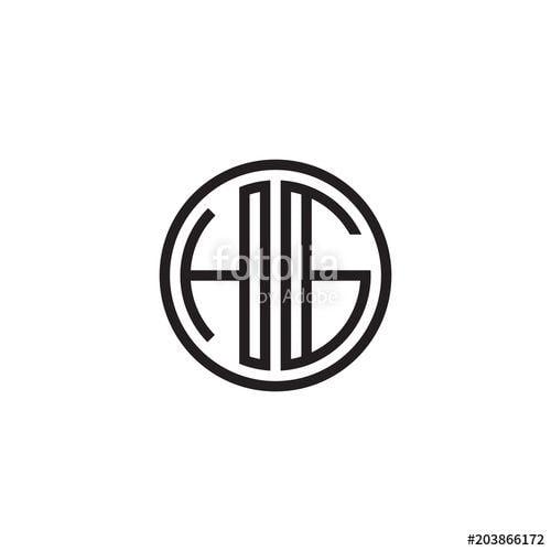 HG Circle Logo - Initial letter HG, minimalist line art monogram circle shape logo