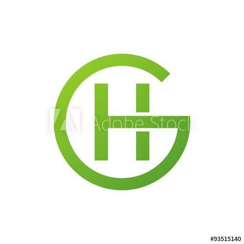 HG Circle Logo - HG or GH letters, green circle G logo shape this stock vector