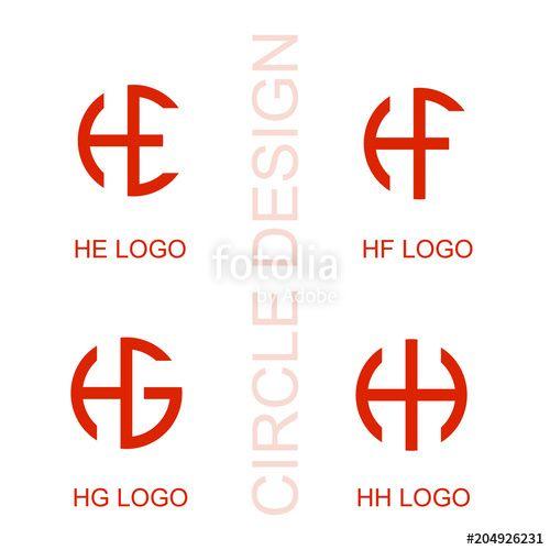 Red HH Logo - Set Circle HE HF HG HH letter logo, creative logo simple design with ...