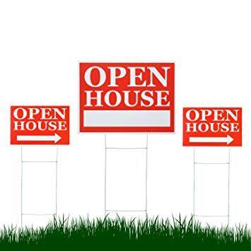 Red Open Square Logo - Source One 3 Pack of UV Printed Open House Signs 3 Pack