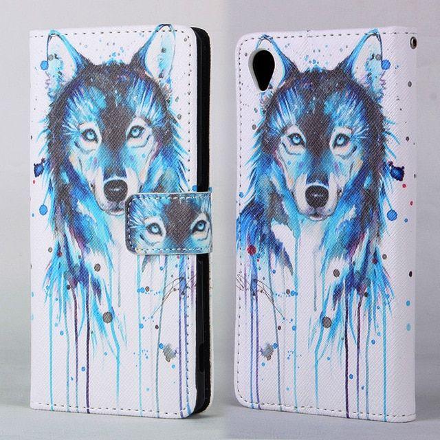 Cool Blue Wolf Logo - Cool Blue Wolf Pattern Pu Leather Flip Stand Wallet Pouch Cover Case