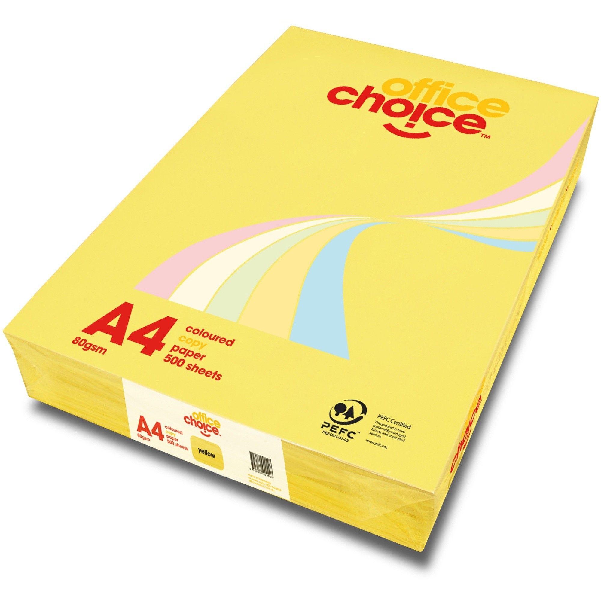 Yellow Sheets of Paper Logo - OFFICE CHOICE 80GSM A4 TINTED Paper Yellow 500 Sheets Ream - Paper ...