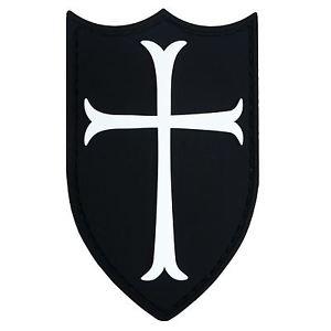 Crusader Cross Logo - AIRSOFT CRUSADER CROSS SHIELD RUBBER 3D NAVY SEALS PATCH BLACK WHITE
