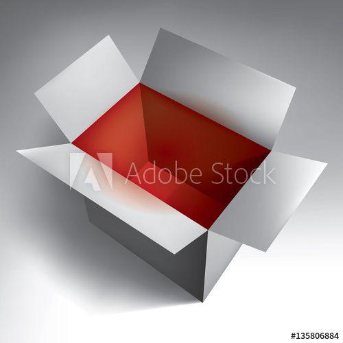Red Open Square Logo - Open empty volume grey box, red inside, abstract object, vector ...