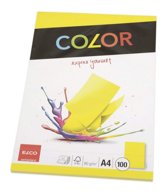 Yellow Sheets of Paper Logo - Elco 74616.72 A4 Color Office Paper With 100 Sheets Yellow