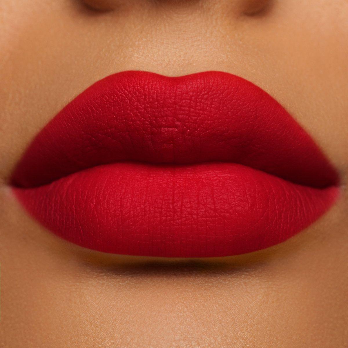 Lipstick Red N Logo - Red Velvet: True Red Matte Velvetines Vegan Lipstick
