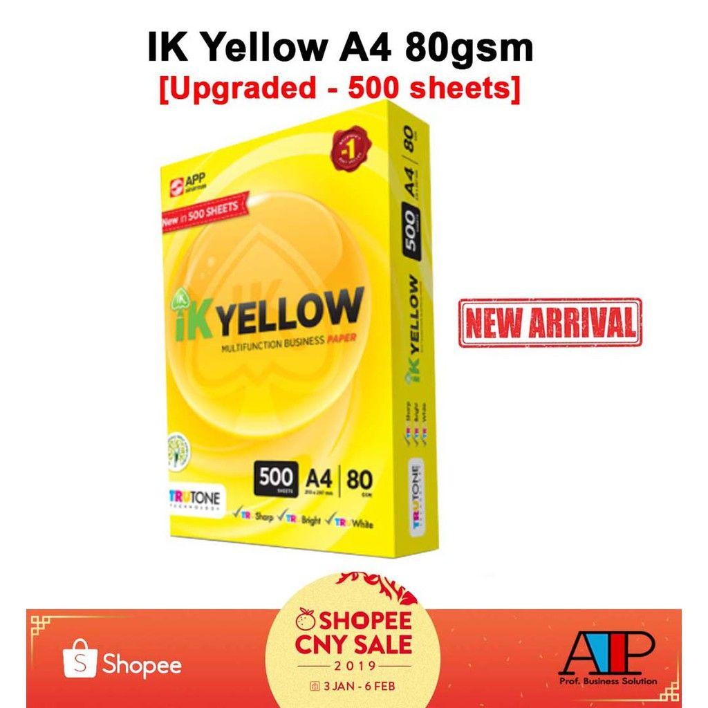 Yellow Sheets of Paper Logo - IK Yellow A4 Copier Paper 80gsm