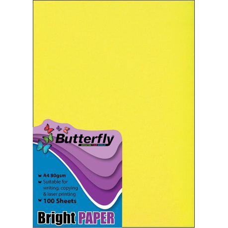 Yellow Sheets of Paper Logo - Butterfly A4 Bright Paper 100s. Buy Online in South Africa