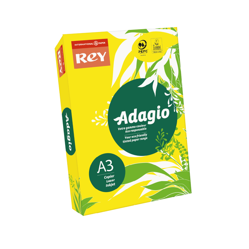 Yellow Sheets of Paper Logo - A3 Rey Adagio Yellow 80gsm Sheets