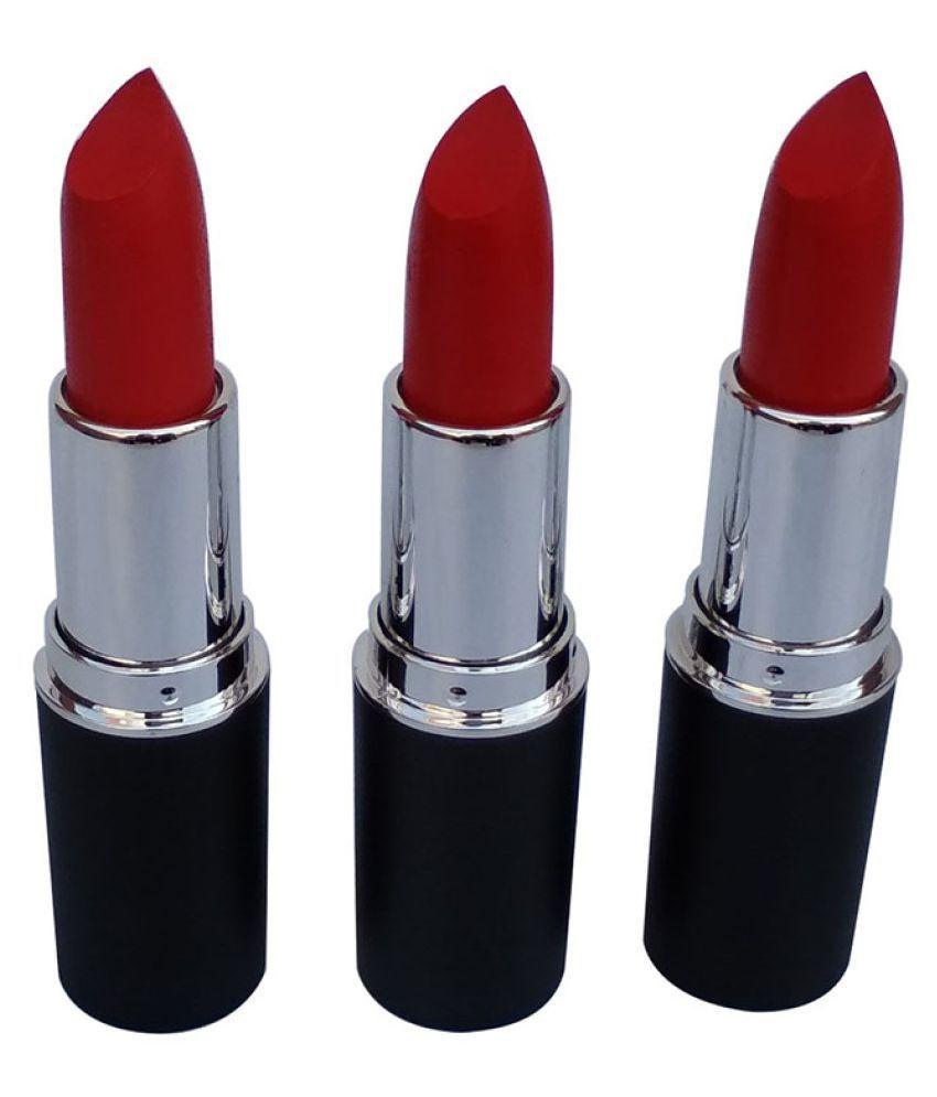 Lipstick Red N Logo - Half N Half Color Factory Lipstick Red 4 4 4 gm Pack of 3: Buy Half