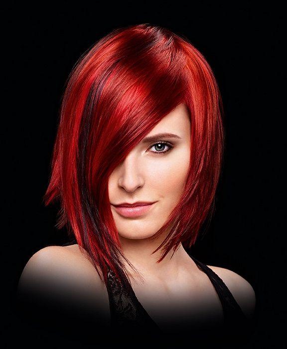 Long Hair with Red Woman Logo - Hairstyles for square faces