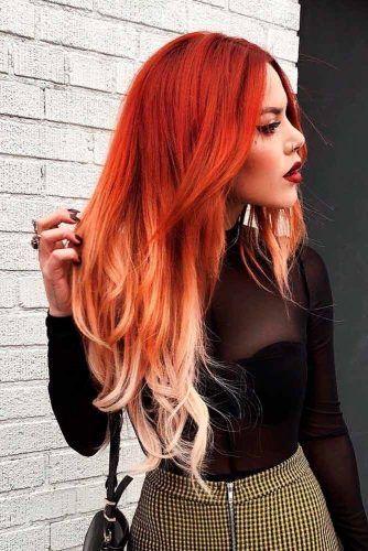 Long Hair with Red Woman Logo - Best Red Ombre Hair Color Ideas for Long Hair