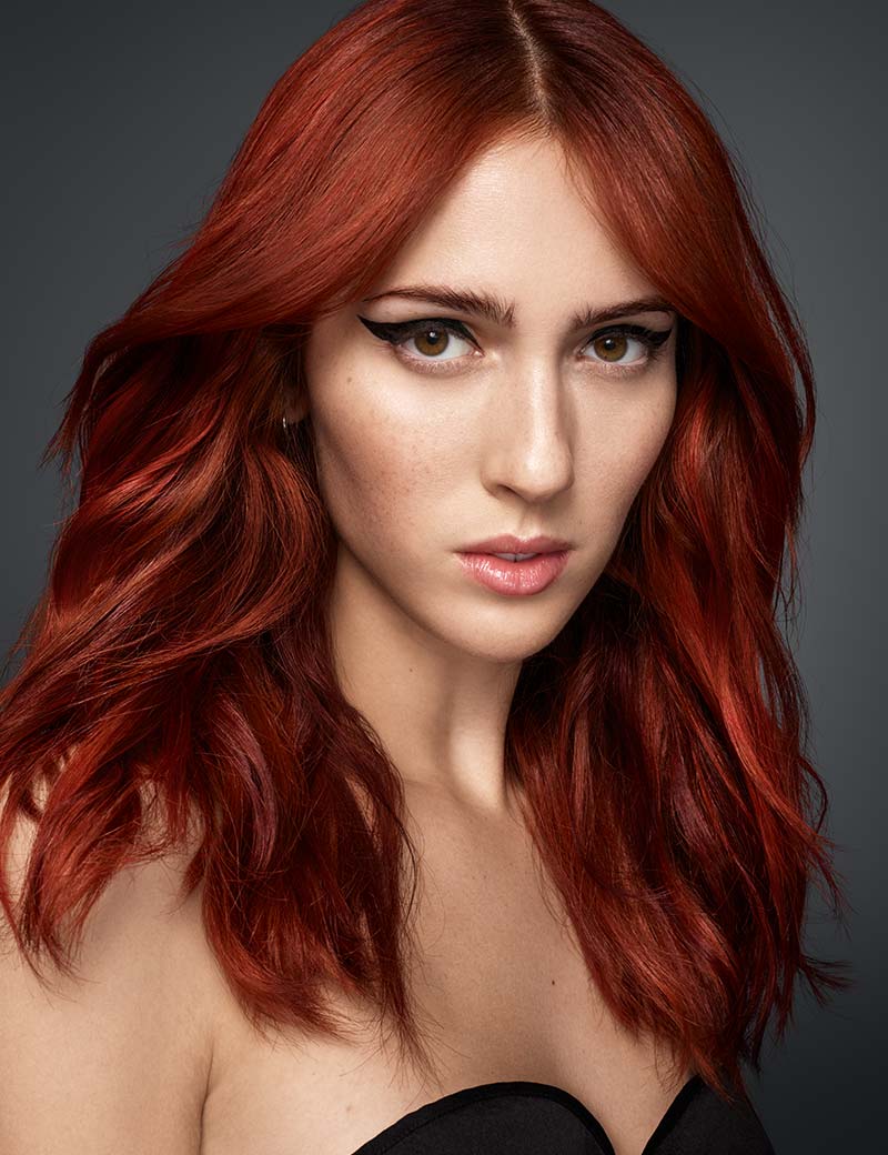 Long Hair with Red Woman Logo - Red Haircolor: Dark Red Hair, Bright Red Hair, Red hair styles | Redken
