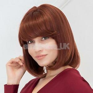 Long Hair with Red Woman Logo - Fashion Ladies Natural Type Short Auburn Red Women Daily Full Wig ...
