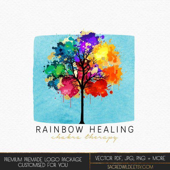 Rainbow Drop Logo - Rainbow Tree Logo Tree of Life Logo Rainbow Logo Paint | Etsy