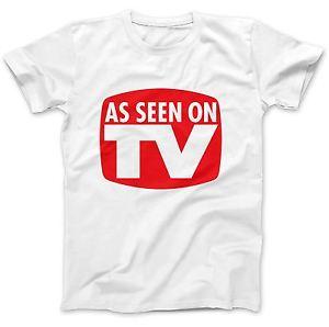 Red Television Logo - As Seen On TV Logo Television T Shirt 100% Premium Cotton Funny Gift
