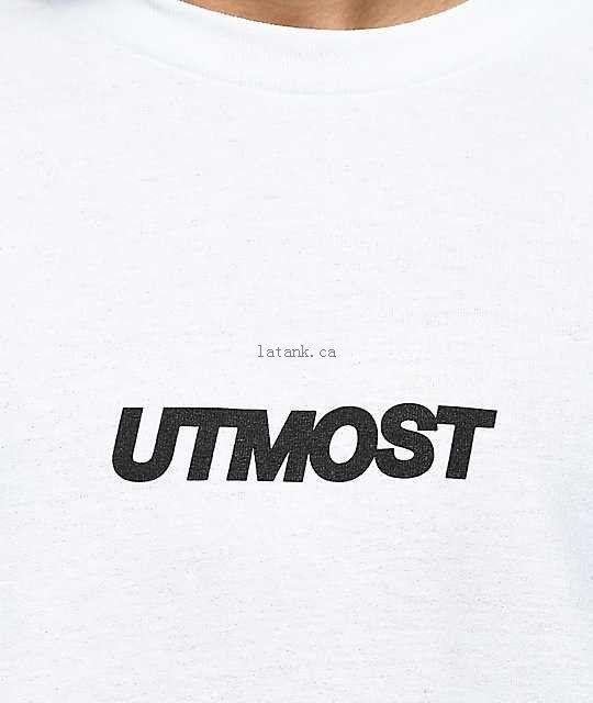 Utmost Clothing Logo - Utmost Co. Logo White Long Sleeve T Shirt Cheaper Rates / Men