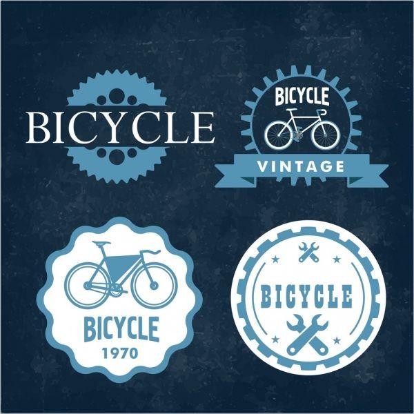Retro Blue Logo - Bicycle logo sets retro blue ornament Free vector in Adobe